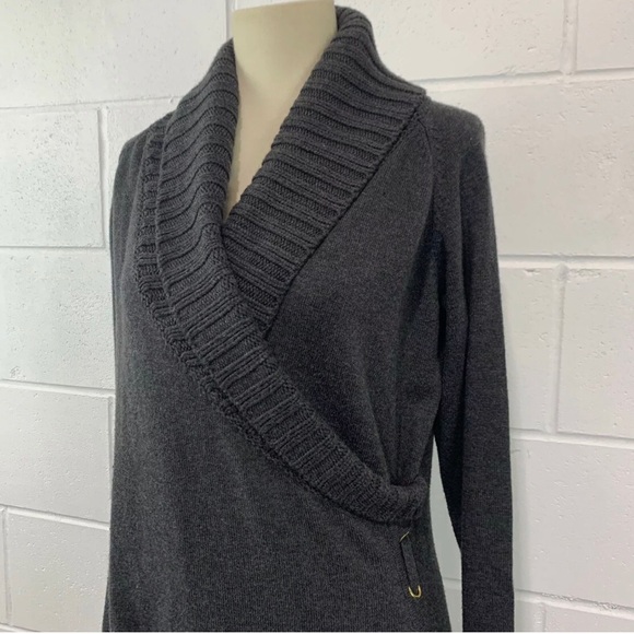 Cache sweater Tunic size L Wrap Lace Up Side Acrylic Nylon Wool - Picture 2 of 15